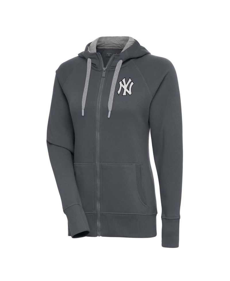 Women's Charcoal New York Yankees Brushed Metallic Victory Full-Zip Hoodie