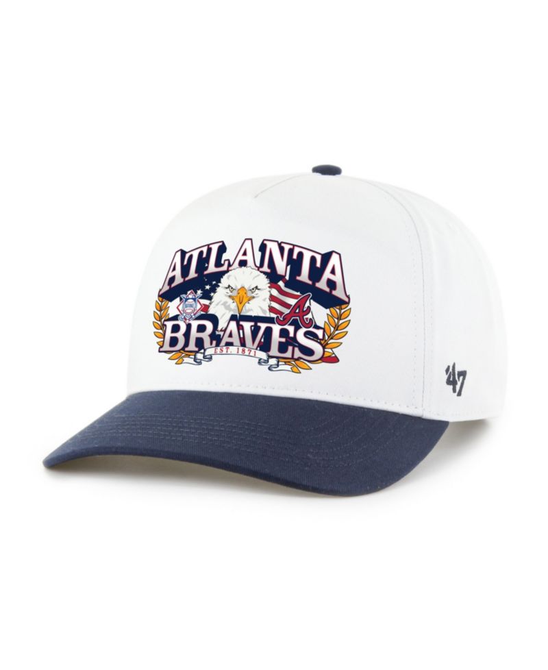 Men's White/Navy Atlanta Braves Americana Eagle Hitch Adjustable Hat