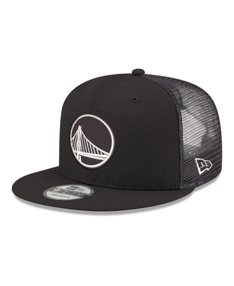 Men's Black Golden State Warriors Core Logo Meshback 9FIFTY Snapback Hat