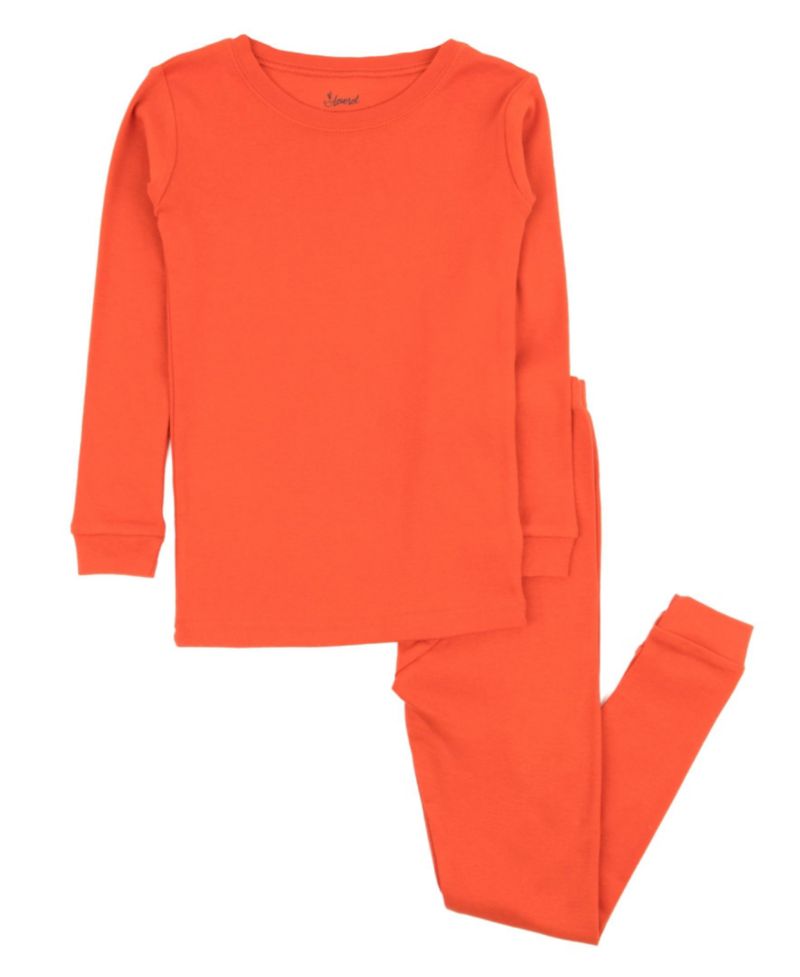 Kids Matching Family Two Piece Cotton Long Sleeve Solid Color Pajamas 6-14