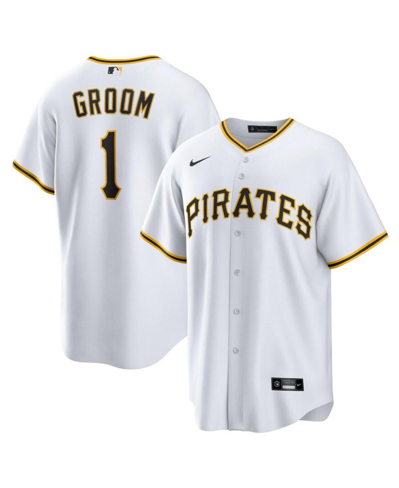 Men's White Pittsburgh Pirates 1 Groom Home Replica Jersey
