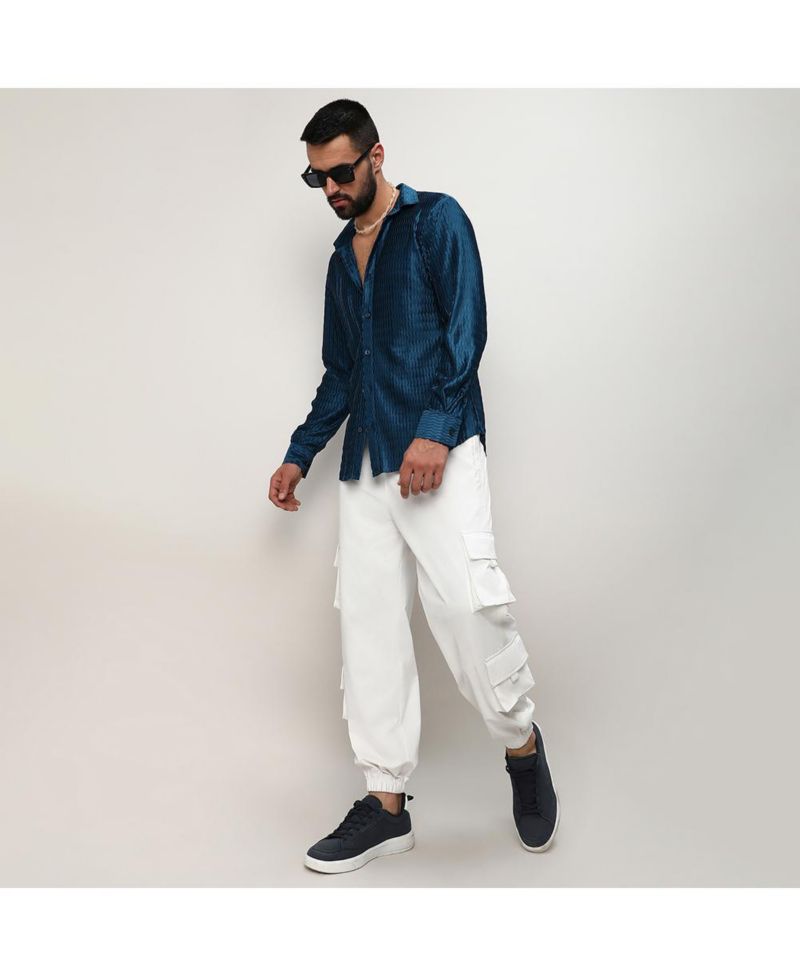 Men's Aegean Blue Curly-Creased Shirt