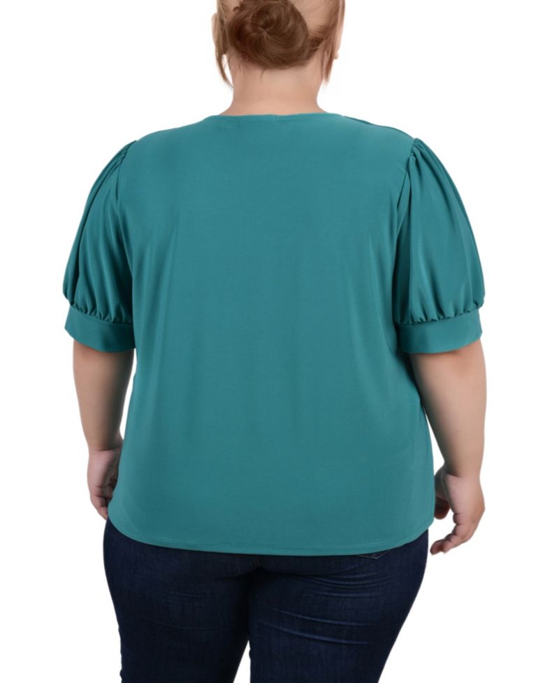 Petite Short Sleeve Balloon Sleeve Top