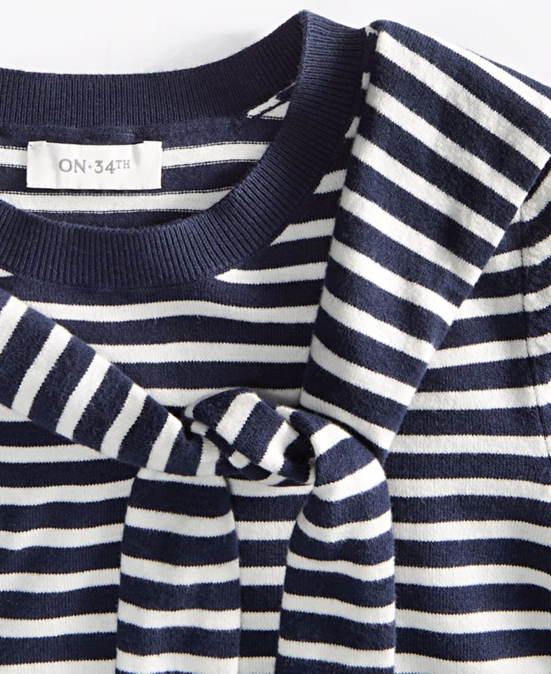 Women's Stripe Tie-Front Sweater Tee