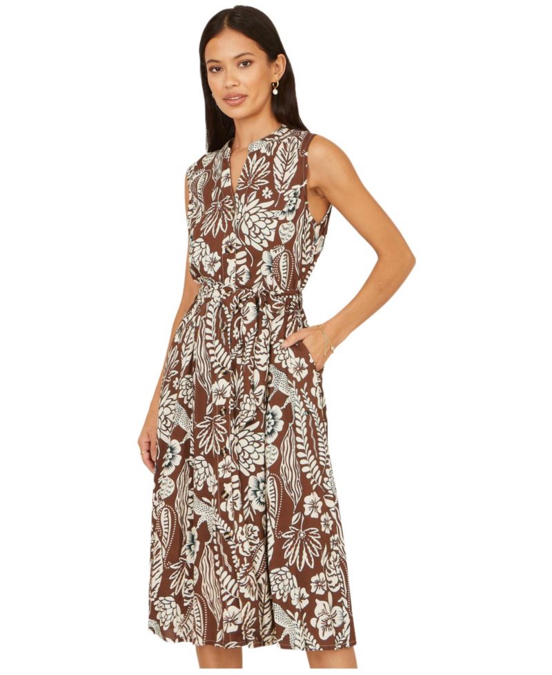 Women's Leaf Print Shirt Dress