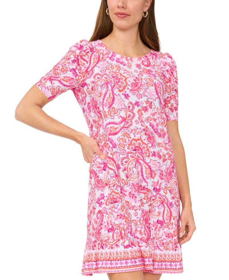 Women's Puff-Sleeve Flounce Hem Dress