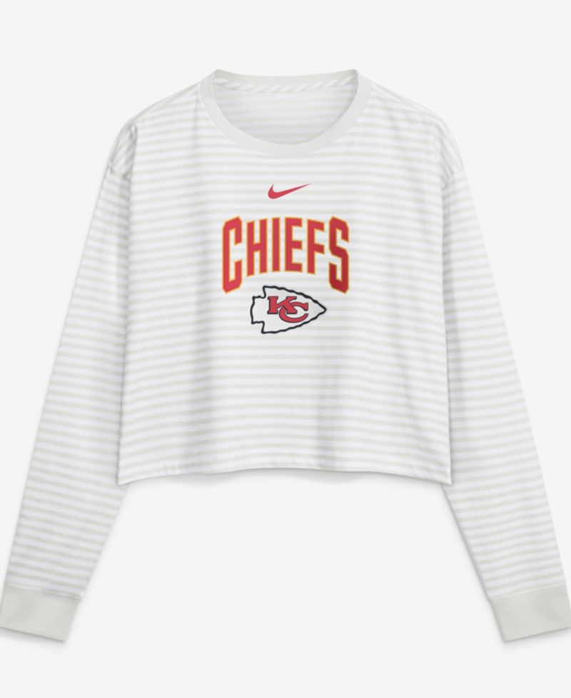Women's White Kansas City Chiefs Loose Fit Crop Top