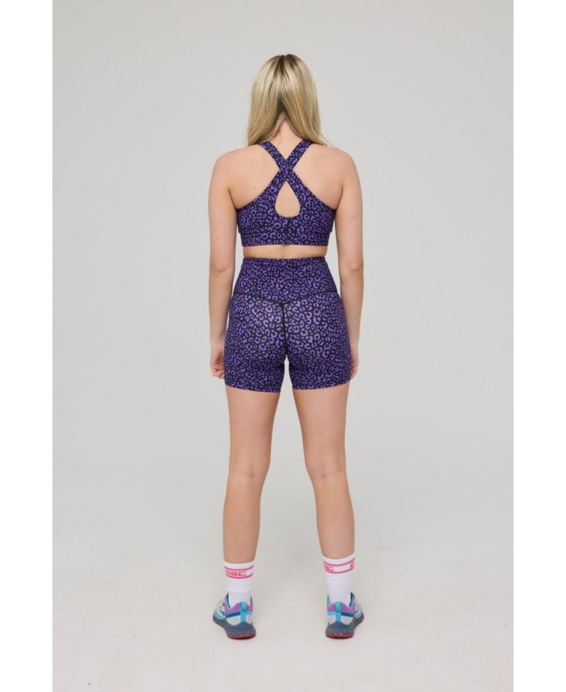 Women's Infinite High Waisted Shorts - Purple Leopard