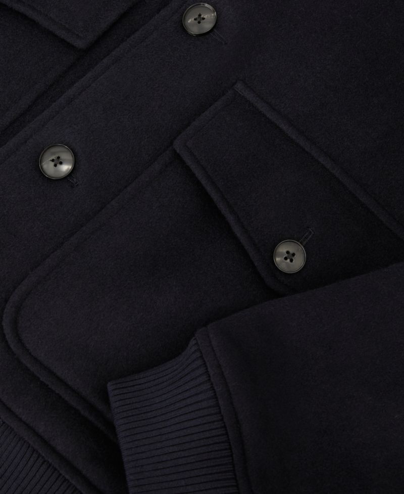 Men's Deluca Wool-Blend Flap-Pocket Bomber Jacket