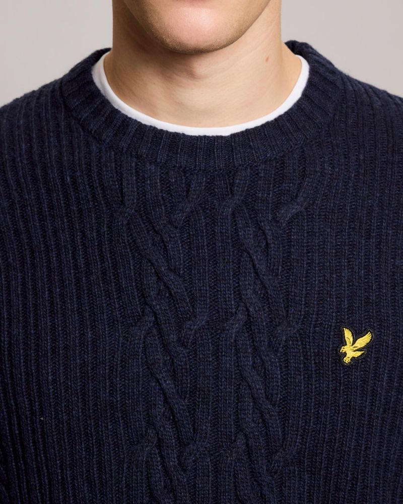 Men's Ribbed Cable Knit Long Sleeve Sweater