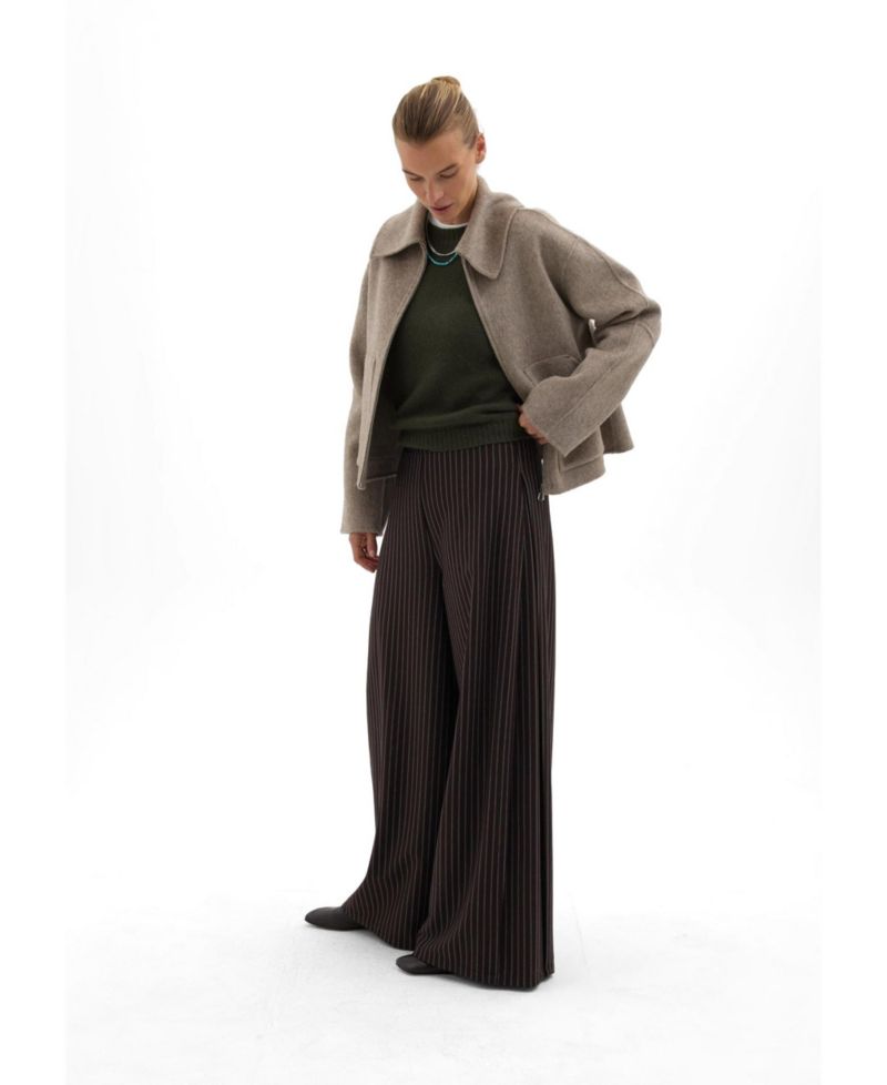 Women's Revyn Pinstripe Wide-Leg Pull-On Trousers