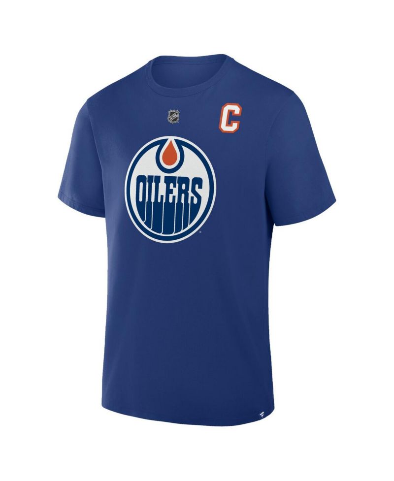 Men's Connor McDavid Royal Edmonton Oilers Authentic Stack Name & Number T-Shirt