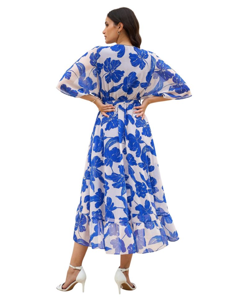 Women's Midi Dip Hem Wrap Dress