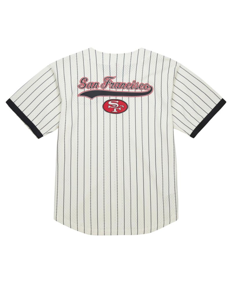 Men's Cream San Francisco 49ers Big Tall Heavyweight Mesh Button-Up Fashion Jersey