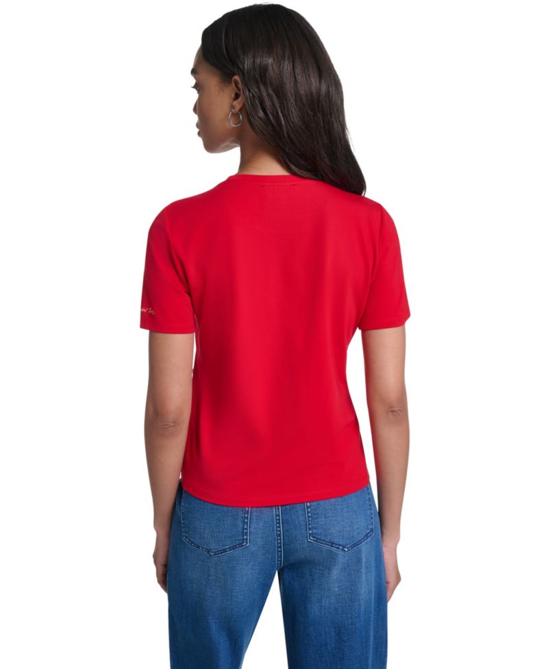 Women's Crewneck Gem-Embellished Short-Sleeve T-Shirt