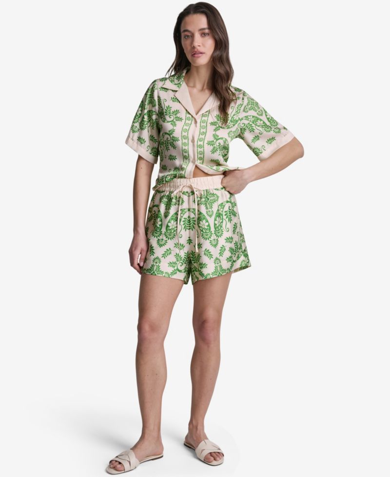 Women's Botanical Print Pull-On Shorts