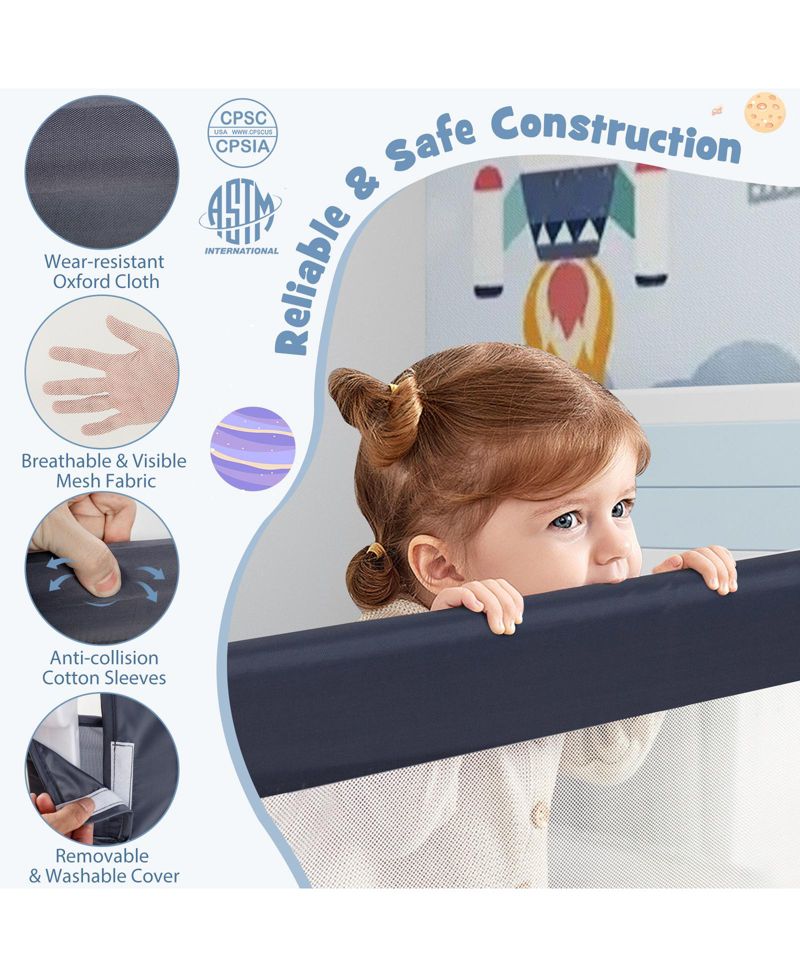 Foldable Baby Bed Rail with Swing Down Feature Toddler Bed Guard Safety Barrier
