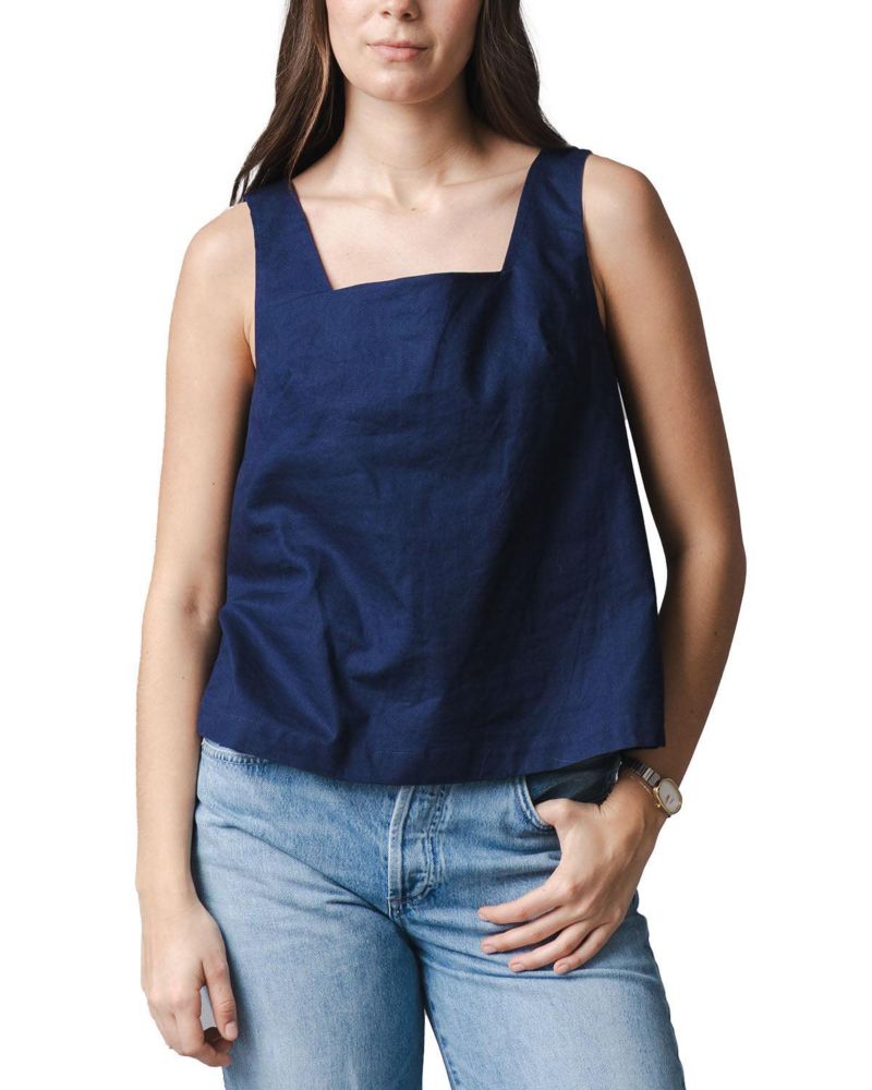 Women's Linen Square Neck Tank