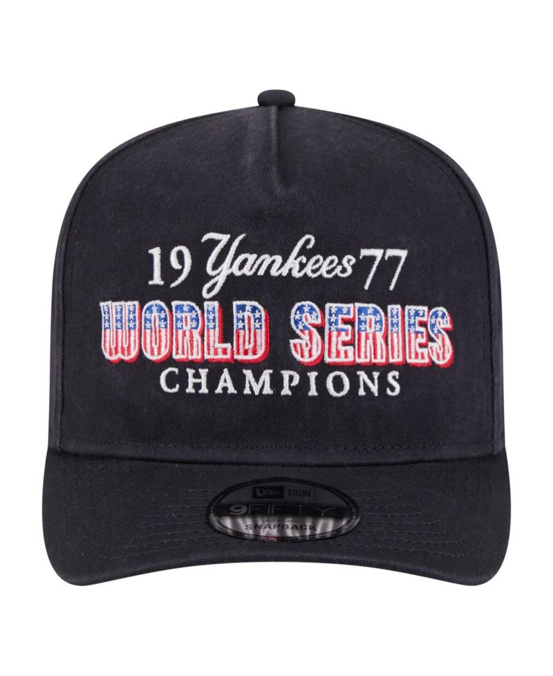 Men's Navy New York Yankees 1977 World Series Champions Throwback 9FIFTY A-Frame Snapback Hat