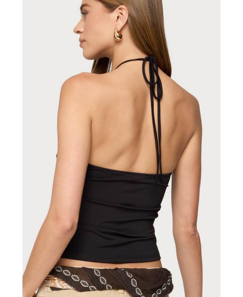 Women's Carmel Bead Ruched Halter Top