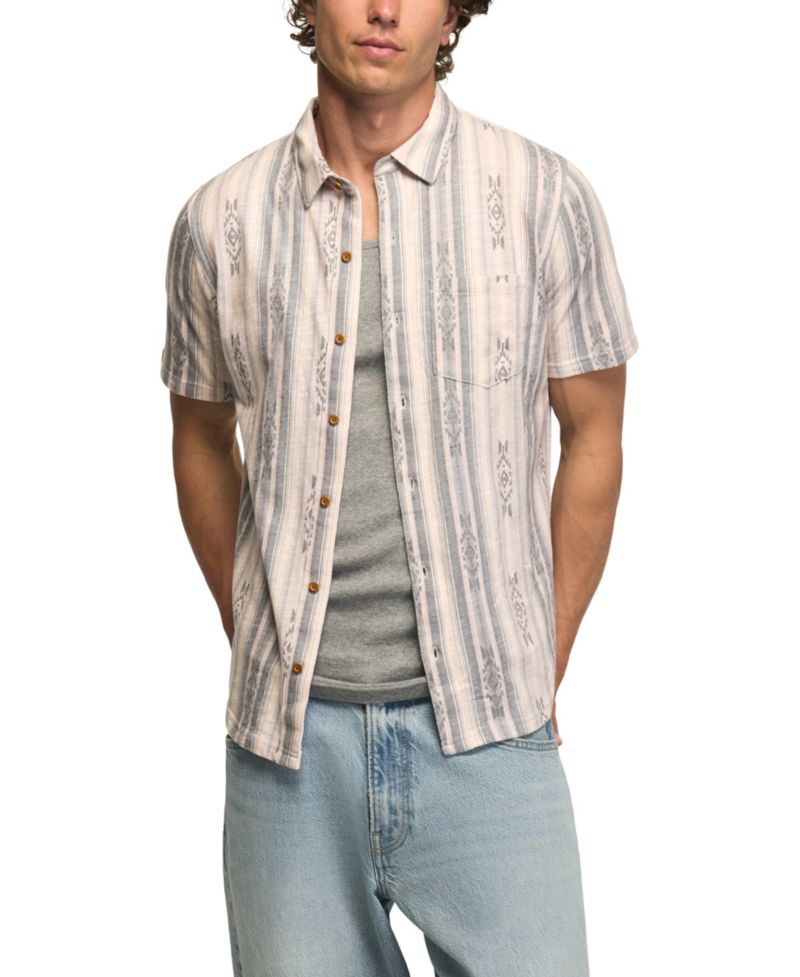 Men's Stripe Spread Collar Button-Down Shirt
