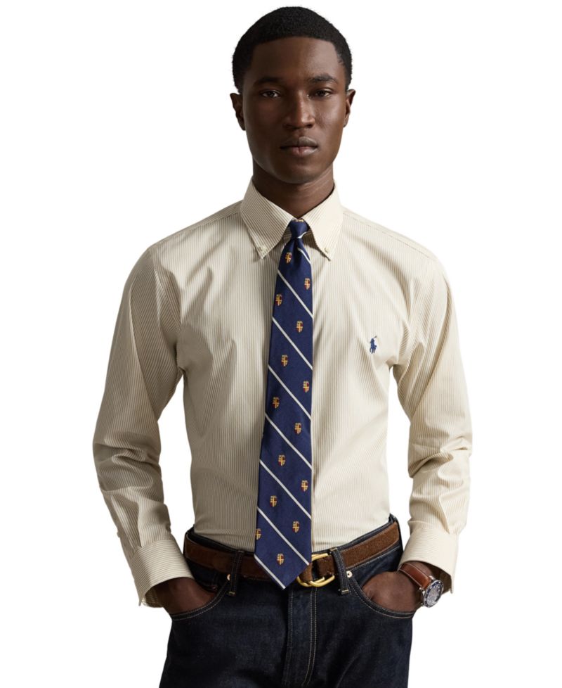 Men's Custom Fit Plaid Oxford Long-Sleeve Shirt