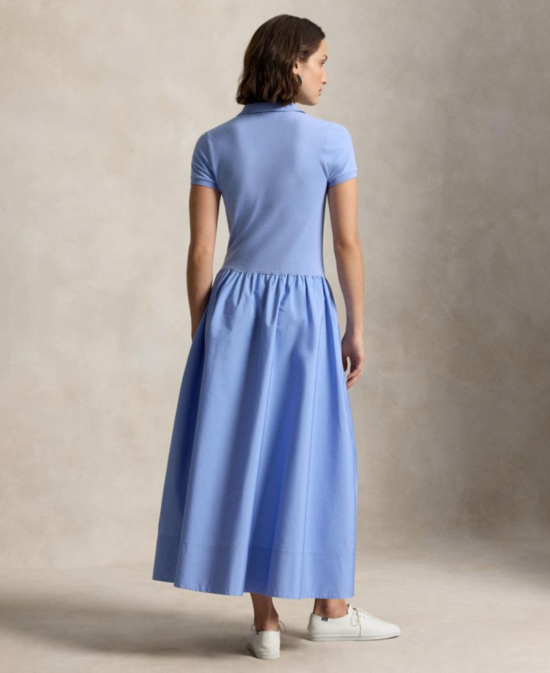 Women's Hybrid Mesh Polo Collar A-Line Dress