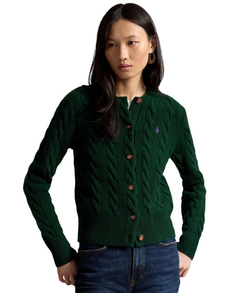 Women's Cable-Knit Wool-Cashmere Cardigan Sweater