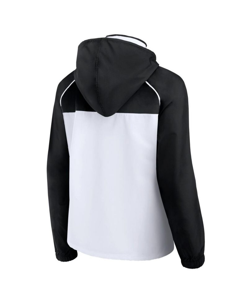 Women's White/Black Sacramento Kings Anorak Raglan Full-Zip Hoodie Jacket