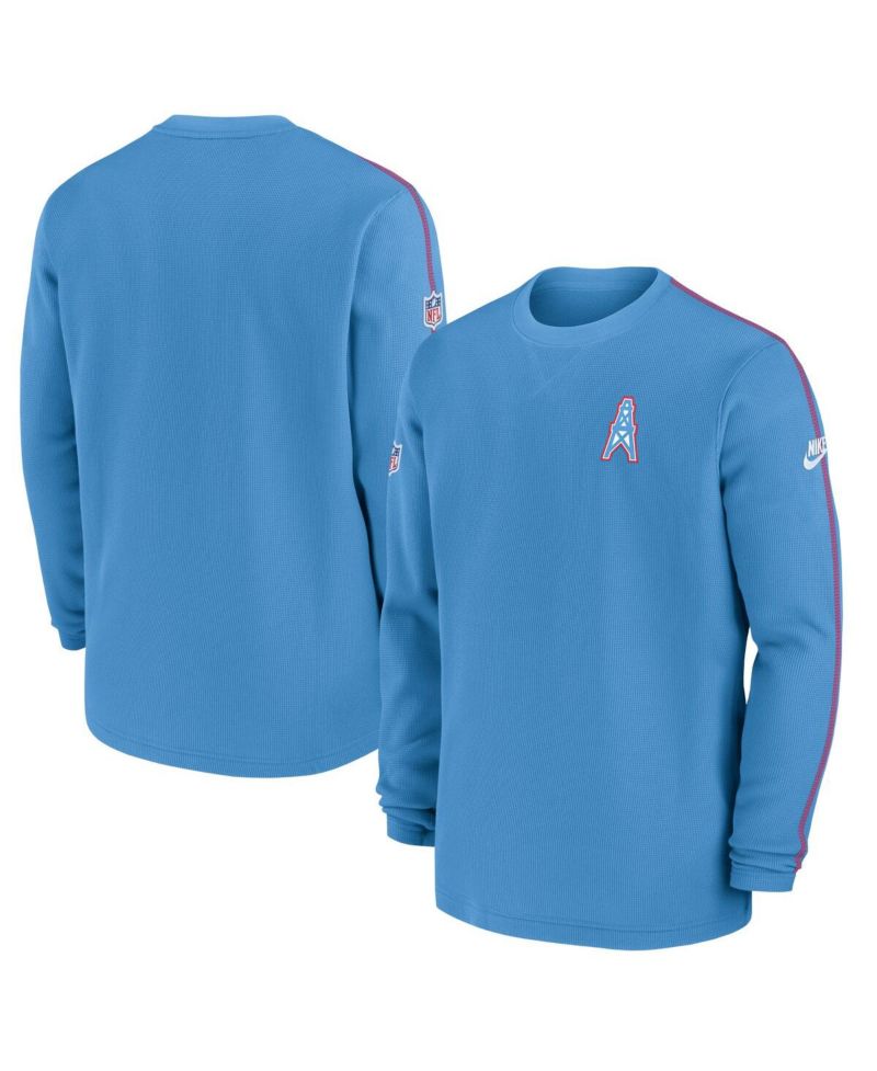 Men's Light Blue Tennessee Titans Oilers Throwback Alternate Logo Coach Long Sleeve T-Shirt