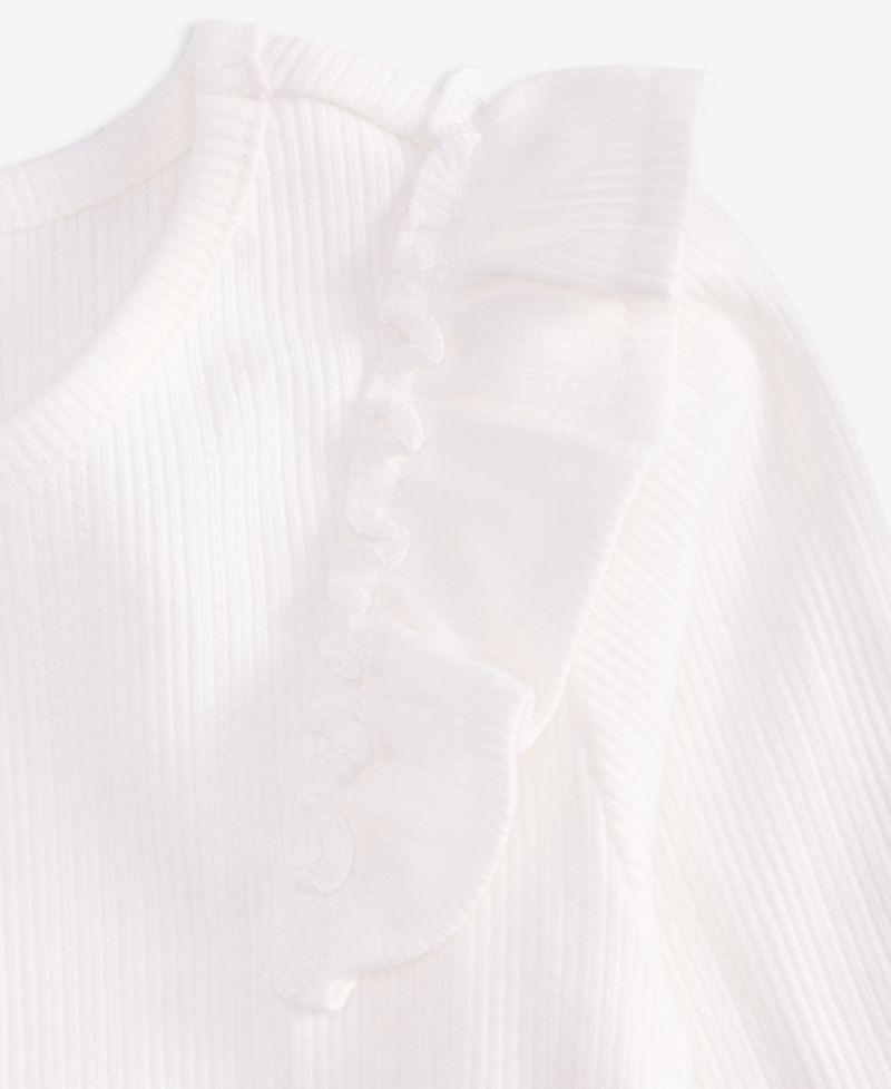 Toddler Girls' 12M-5T Long-Sleeve Ribbed Ruffled Top