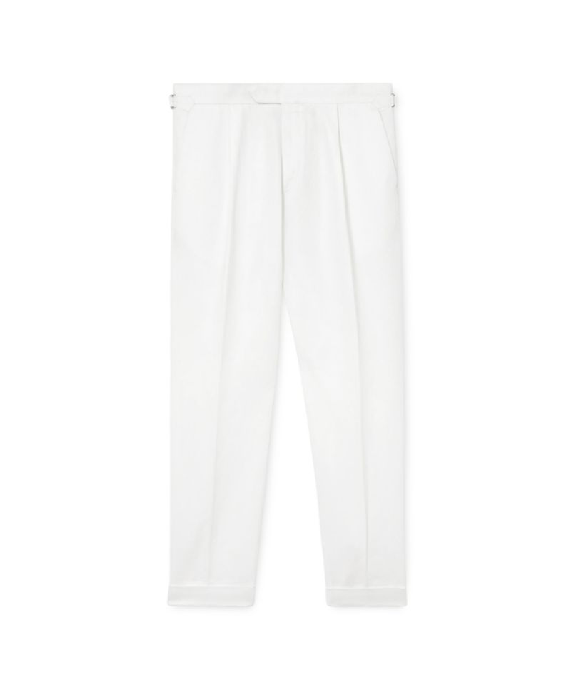 Men's Com Pleated Linen-Blend Tapered Trousers Pants