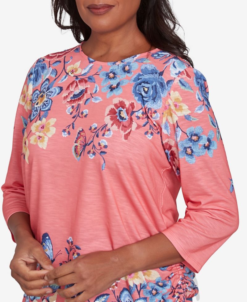 Women's Free Spirit Showstopping Crew Neck Floral Knit Top