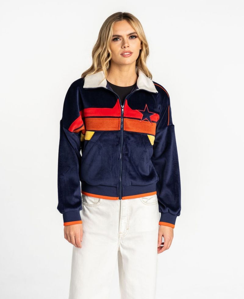 Women's Blue Houston Astros Velvet Cord Full-Zip Jacket