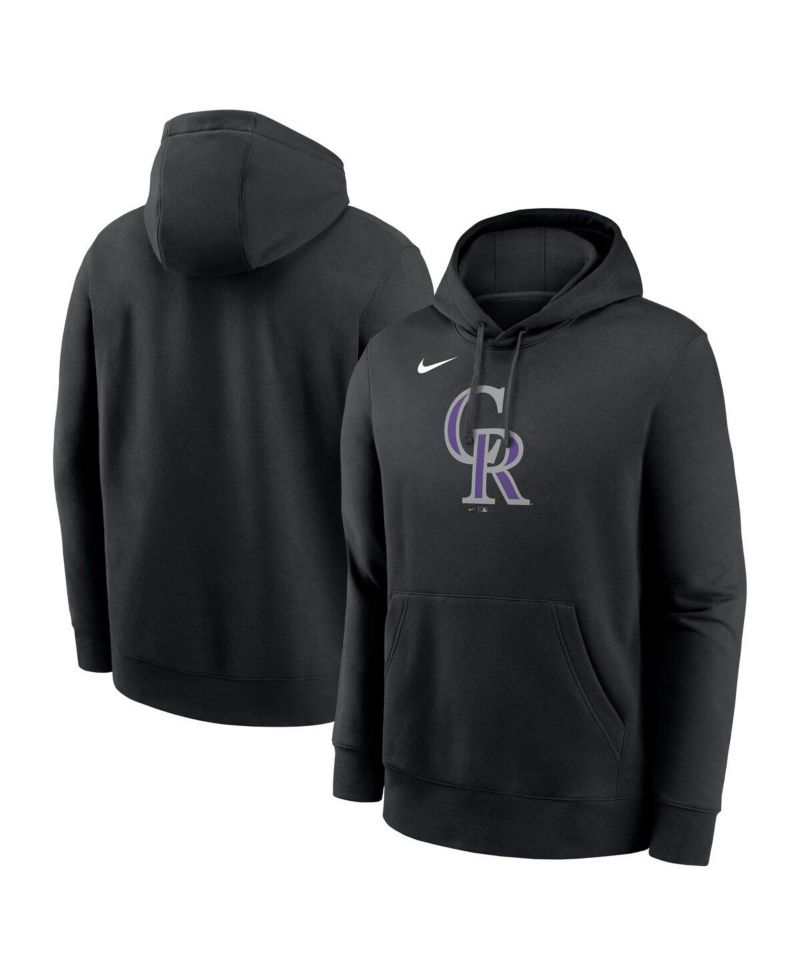 Men's Black Colorado Rockies Logo Club Fleece Pullover Hoodie