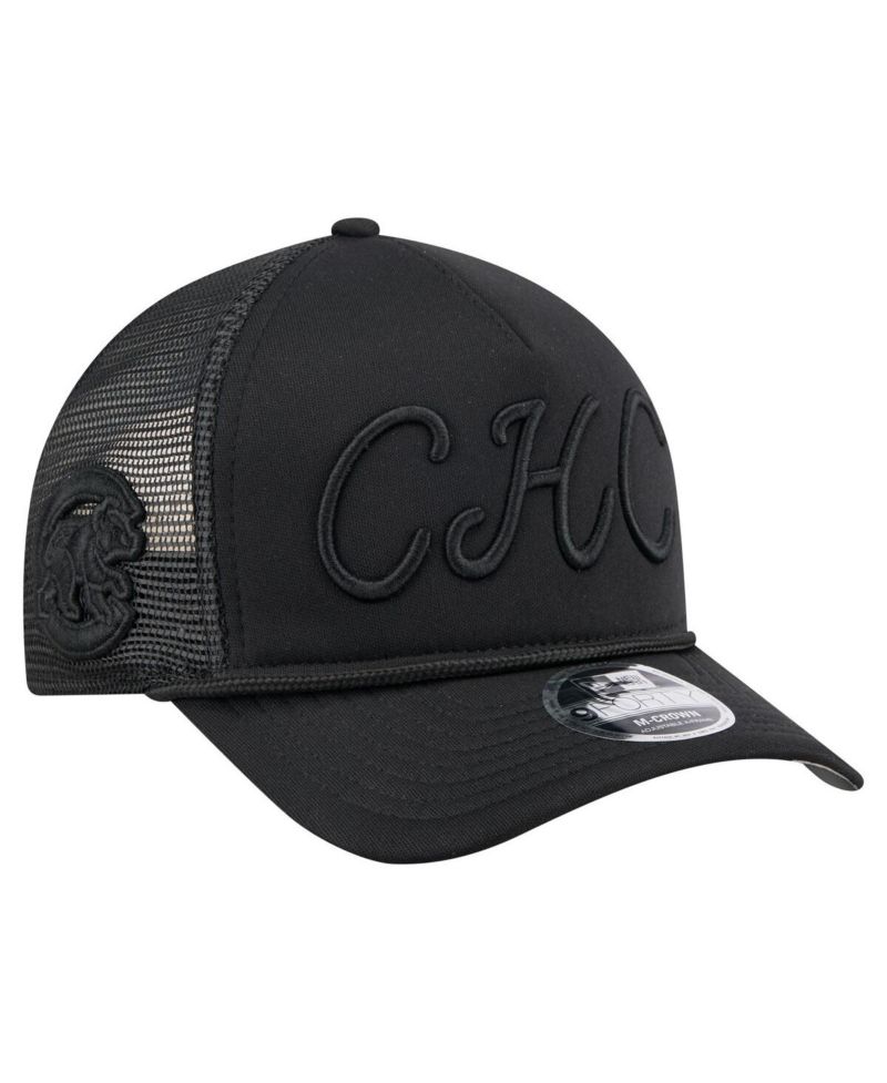 Men's Black Chicago Cubs City Initial 9FORTY A-Frame M-Crown Adjustable Trucker Hat