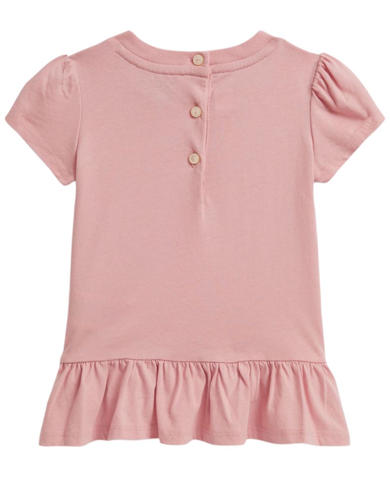 Ralph Lauren Baby Girls' Polo Bear Cotton Jersey Peplum Top