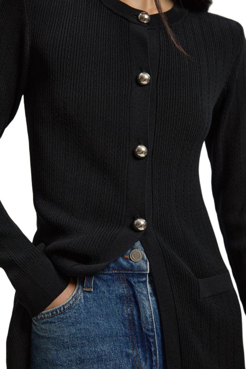 Women's Dome Button Longline Knitted Cardi