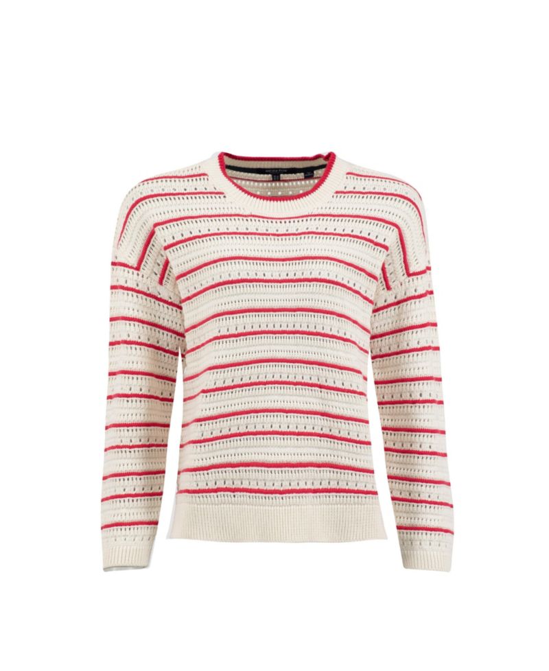 Women's Liah Pointelle-Striped Crewneck Sweater