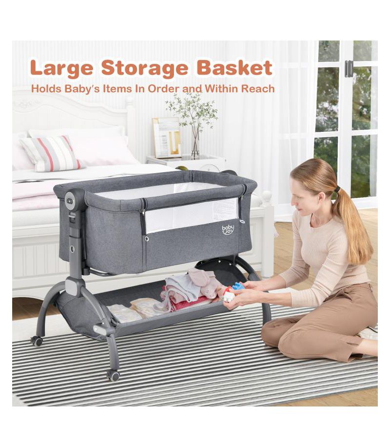 3 in 1 Infant Bassinet with Adjustable Height and Secure Double Lock