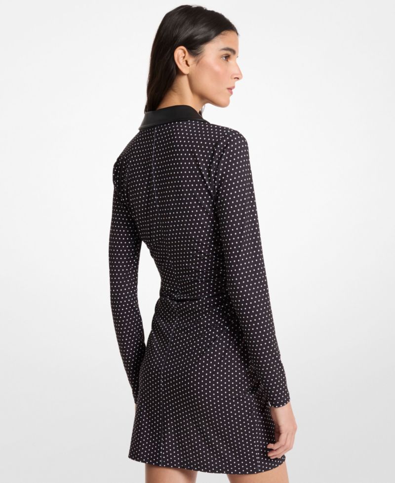 Women's Ruched Snap Collared Neck Mini Dress