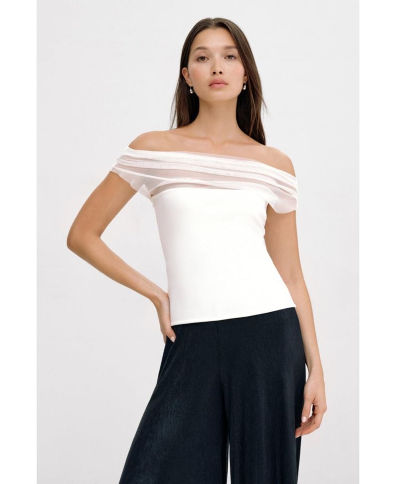 Women's Cabrini Draped-Mesh One-Shoulder Convertible Jersey Top