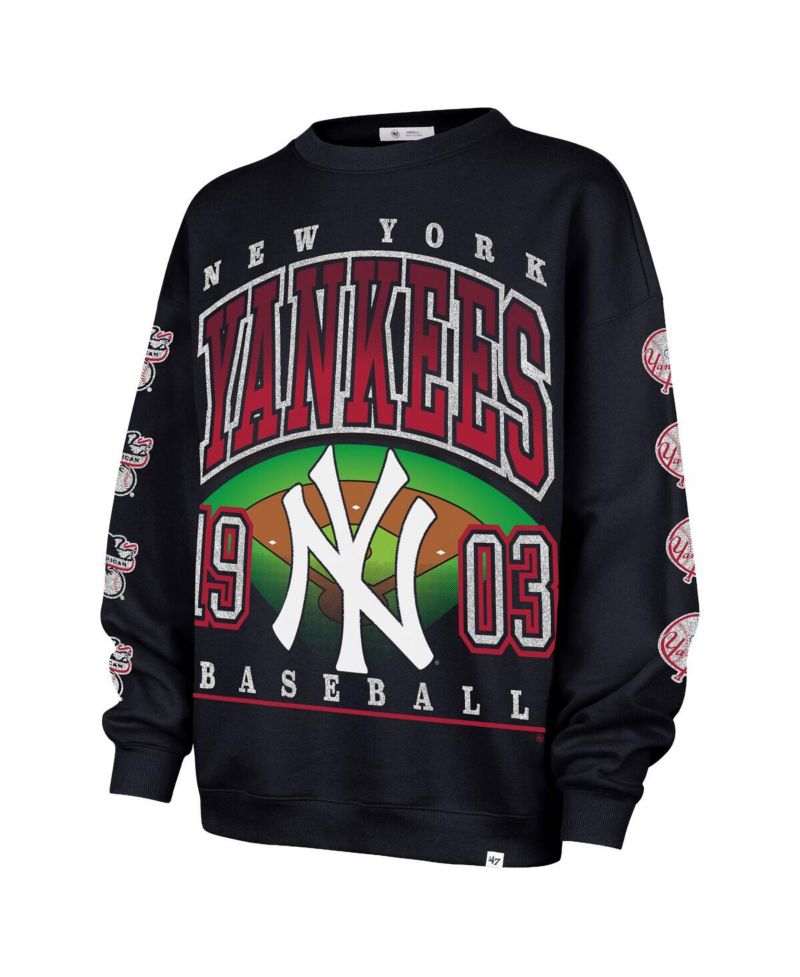 Women's Navy New York Yankees Trendy Team Go Big Oversized Sweatshirt