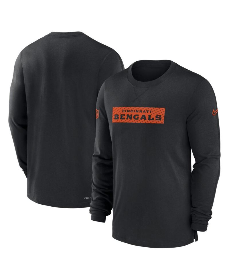 Men's Black Cincinnati Bengals Sideline Player Performance Long Sleeve T-Shirt