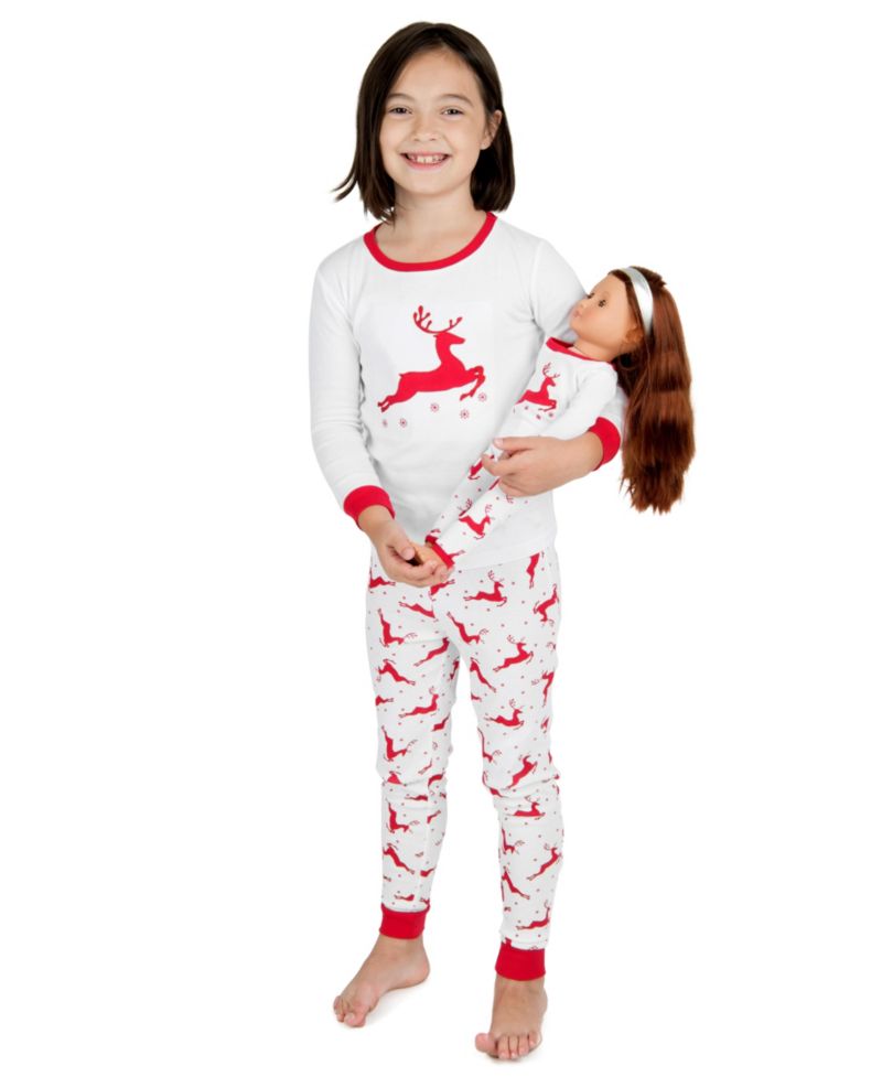 Matching Girls and Doll Cotton Holiday Pajamas