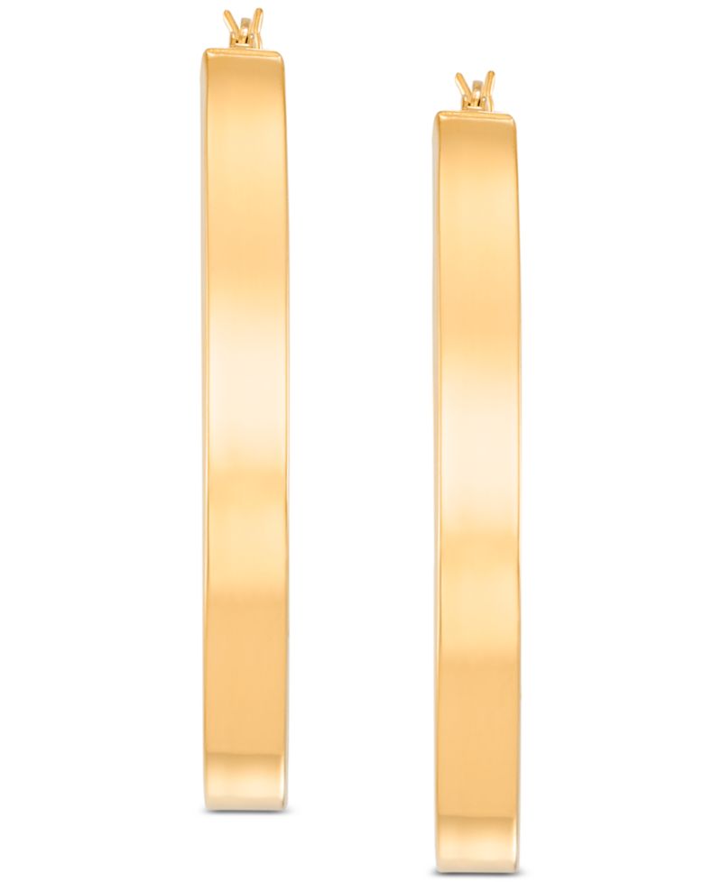 Polished Pear-Shape Flat Medium Hoop Earrings in 14k Gold-Plated Sterling Silver