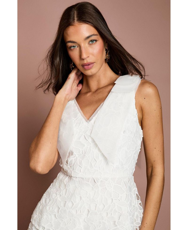 Women's Lace Bow V-Neck Top