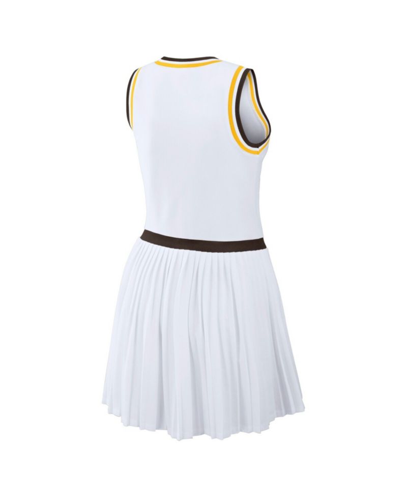Women's White San Diego Padres Zip-Front Pleated Tri-Blend Scoop Neck Tank Dress