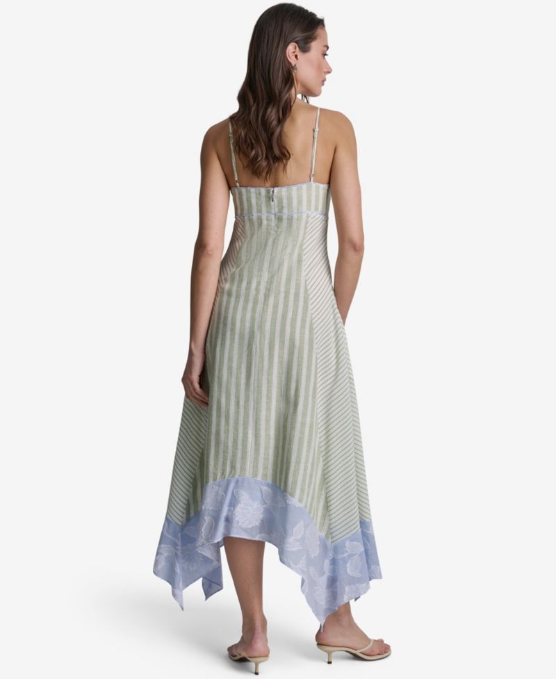 Women's Striped High-Low Midi Dress