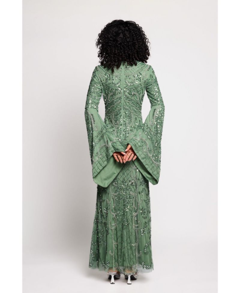 Women's Embellished Long-Sleeve Maxi Dress
